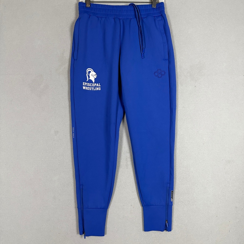 Rudis Pants Mens Small Blue Joggers Episcopal Wrestling Cool-Feel Tapered Fit